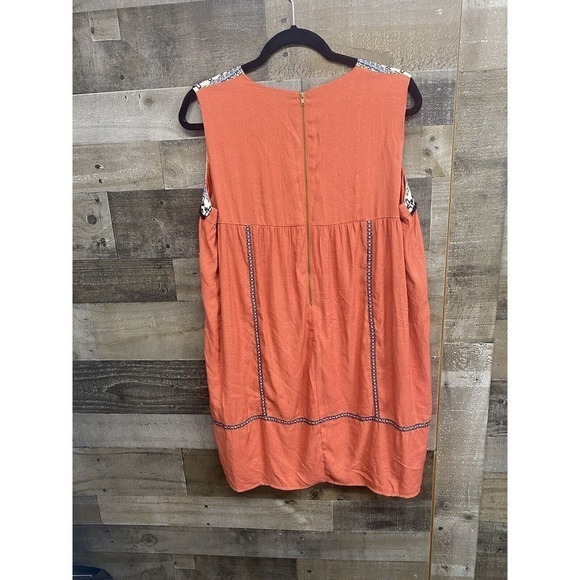 THML By Anthropologie Orange & Blue Embroidered Boho Dress SZ Large - Picture 4 of 7